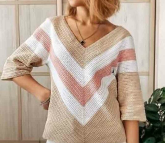 Пуловер гачком з трикутним візерунком. Майстер-клас